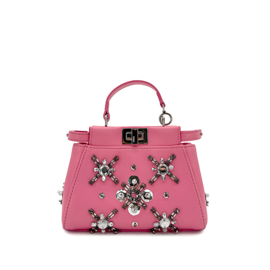FENDI MICRO PEEKABOO HAND SHOULDER BAG LEATHER PINK BIJOU 8M0355 90299157