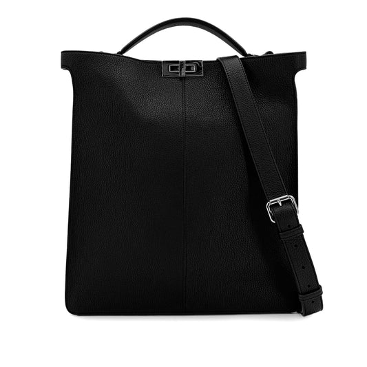FENDI PEEKABOO I SEE U TOTE SHOULDER BAG BLACK LEATHER 7VA528 90299170