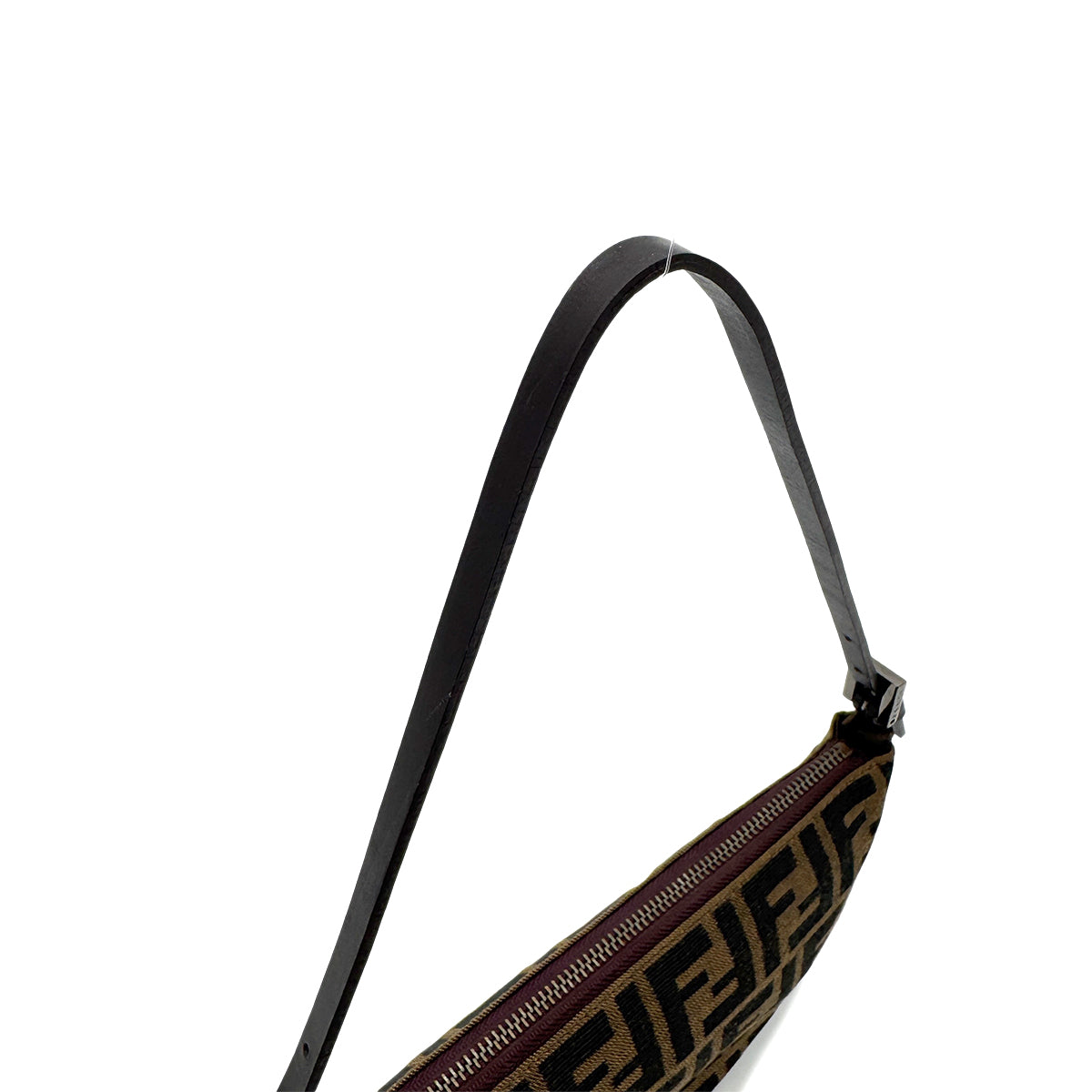 FENDI ZUCCA HAND BAG BROWN BLACK CANVAS LEATHER 90299297