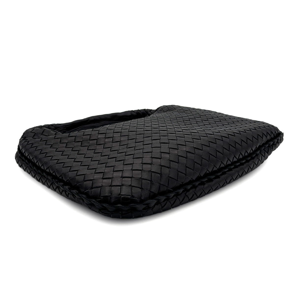 BOTTEGA VENETA INTRECCIATO HOBO SHOULDER BAG BLACK LEATHER 90299298
