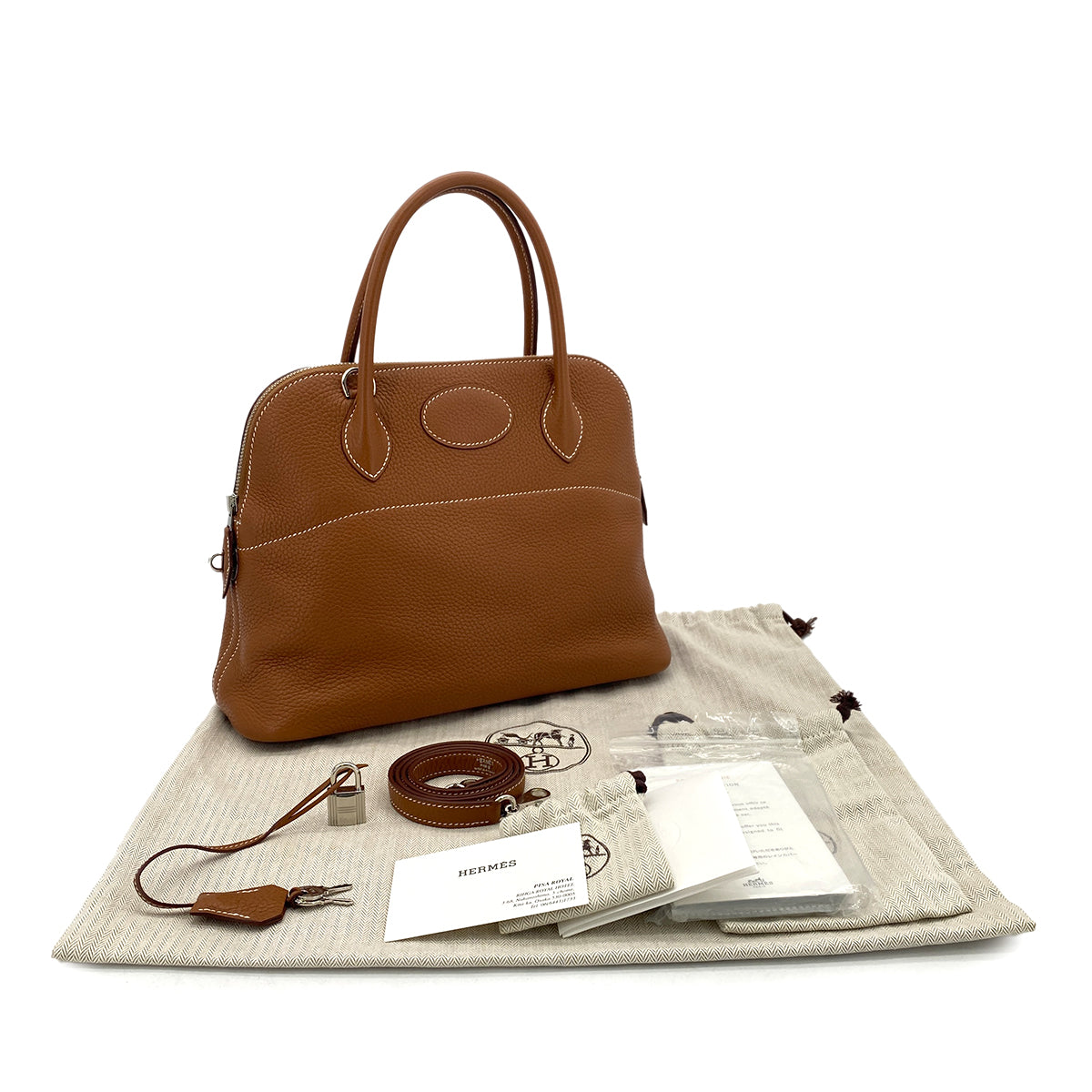 HERMES BOLIDE 31 GOLD TAURILLON CLEMENCE HAND SHOULDER BAG C SHW 90299301