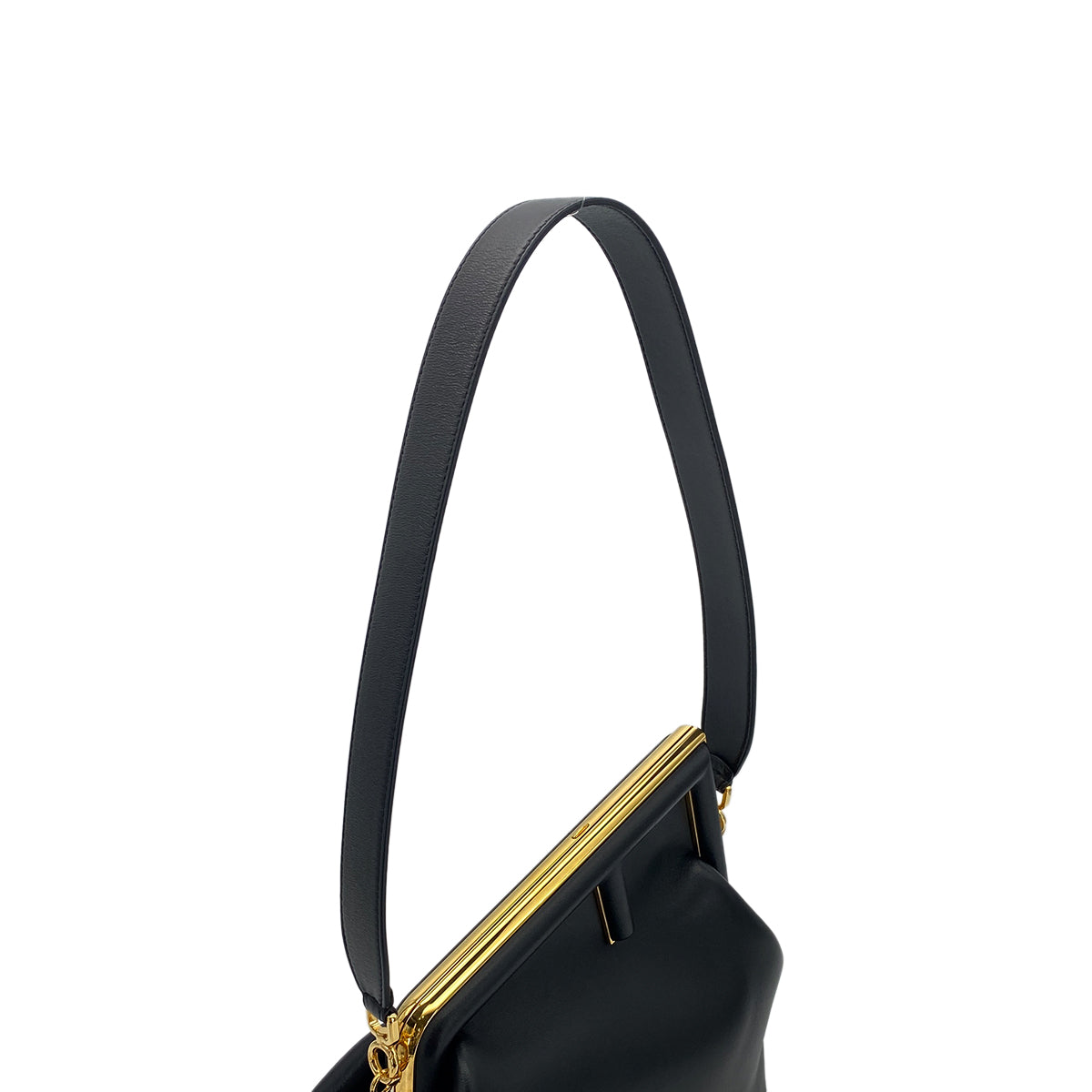 FENDI FIRST MEDIUM CLUTCH SHOULDER BAG LEATHER BLACK 8BP127 90299314