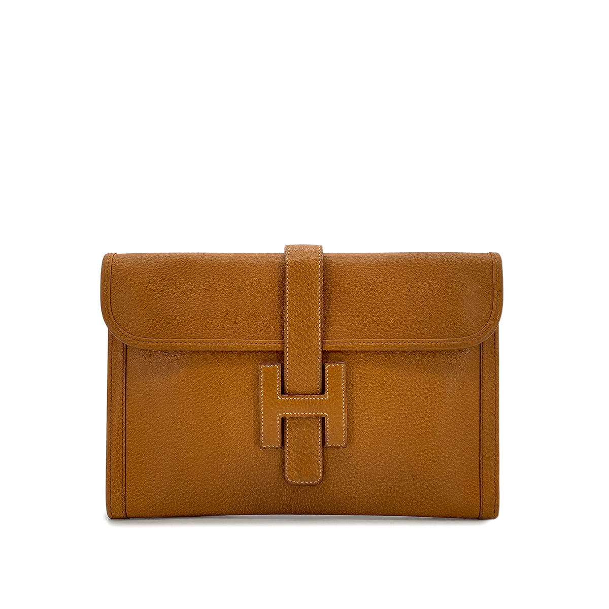 HERMES JIGE PM GOLD PIGSKIN CLUTCH BAG 〇V 90299318