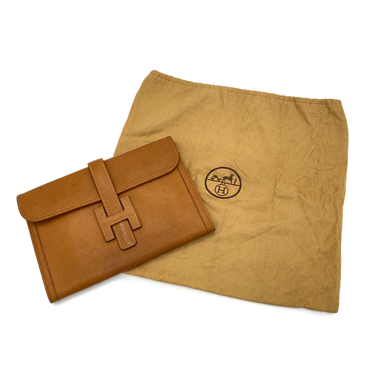 HERMES JIGE PM GOLD PIGSKIN CLUTCH BAG 〇V 90299318