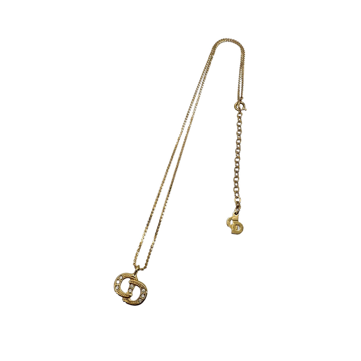 CHRISTIAN DIOR NECKLACE CD LOGO RHINESTONE GOLD ACCESSORY 90299320