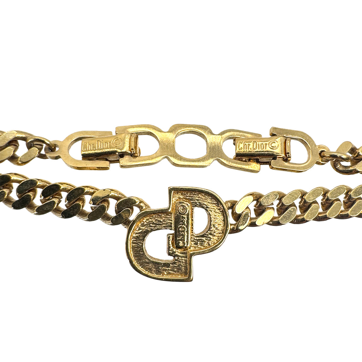 CHRISTIAN DIOR NECKLACE CD LOGO RHINESTONE GOLD ACCESSORY 90299325