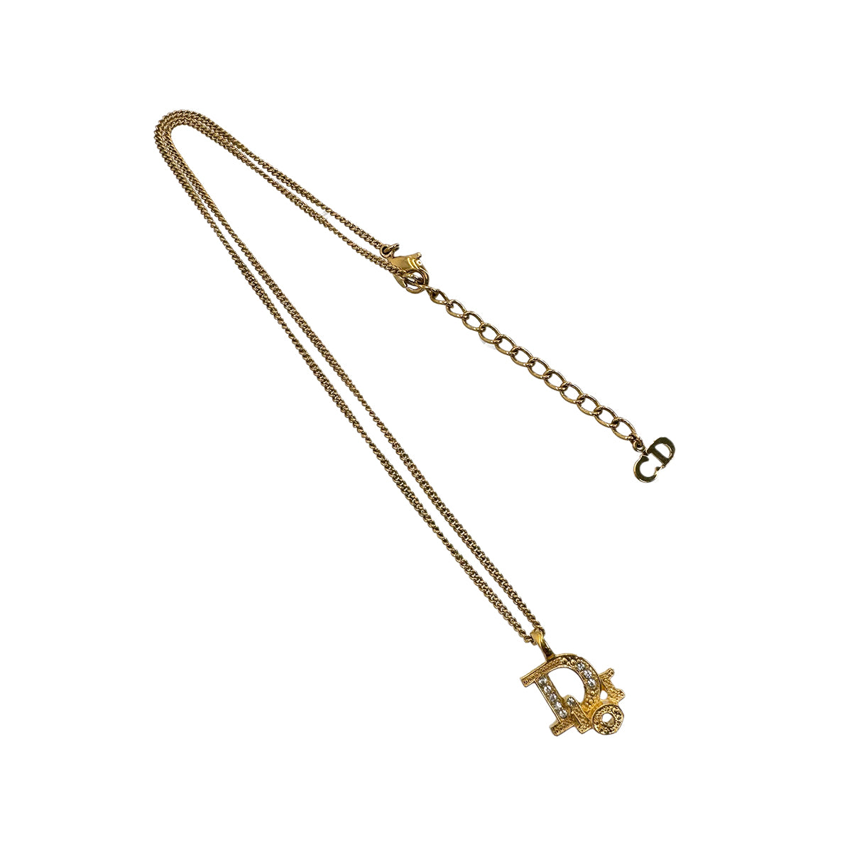 CHRISTIAN DIOR NECKLACE LOGO RHINESTONE GOLD ACCESSORY 90299331