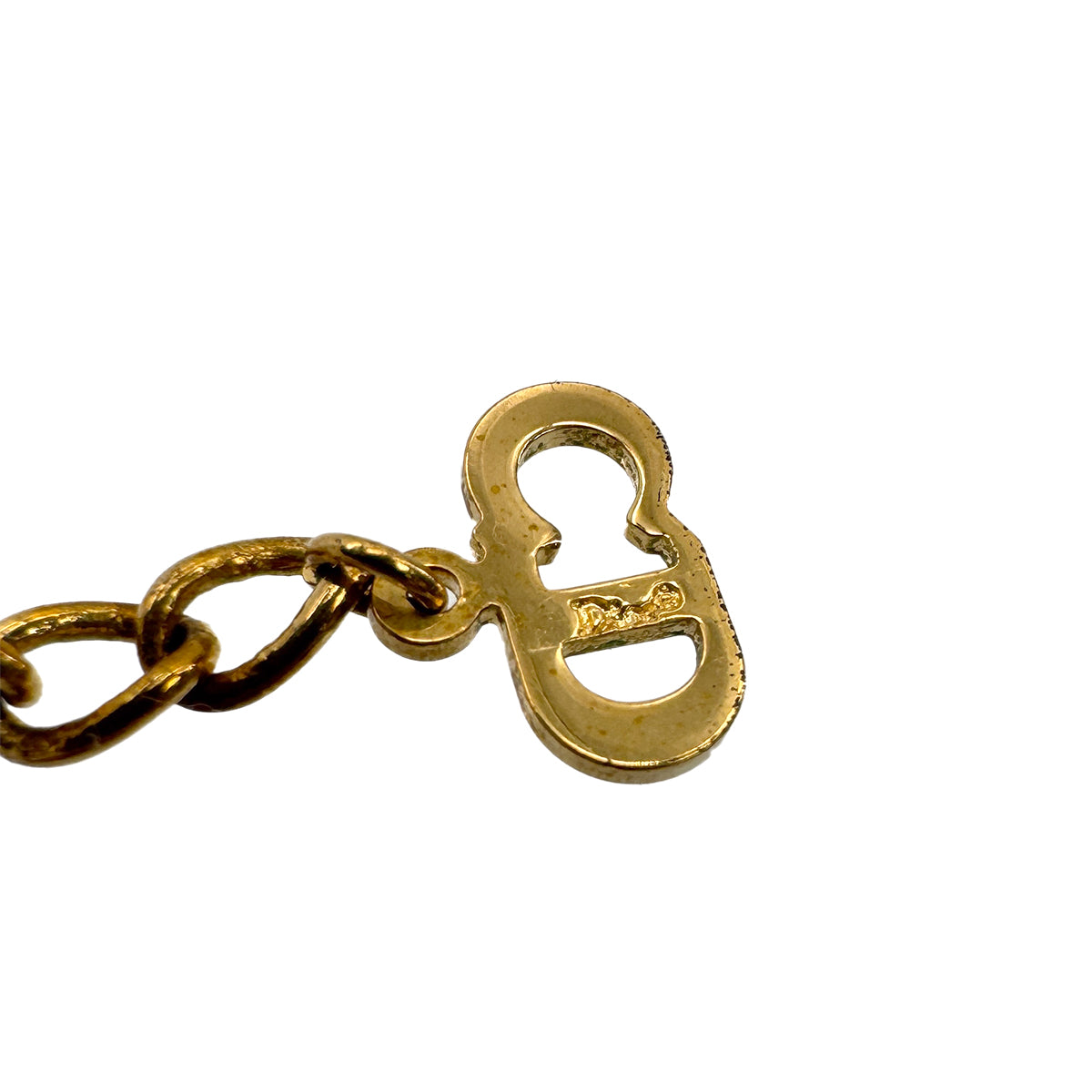 CHRISTIAN DIOR NECKLACE LOGO RHINESTONE GOLD ACCESSORY 90299331