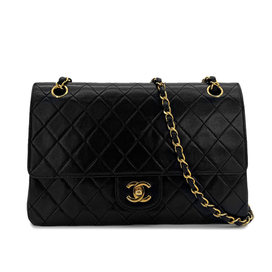 CHANEL VINTAGE MATELASSE CHAIN SHOULDER BAG BLACK LAMB SKIN 90299352