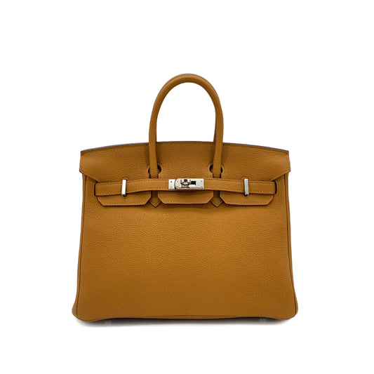 HERMES BIRKIN 25 VERSO CARAMEL LIME TOGO HAND BAG Y SHW 90299357