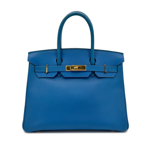 HERMES BIRKIN 30 BLUE FRANCE COUCHVEL HAND BAG 〇Z GHW 90299360