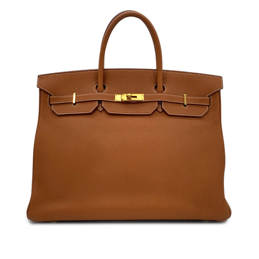 HERMES BIRKIN 40 GOLD TOGO HAND BAG □F GHW 90299553