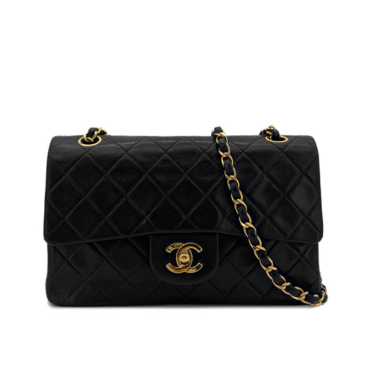CHANEL VINTAGE CLASSIC FLAP SMALL CHAIN SHOULDER BAG BLACK LAMB SKIN 90299569