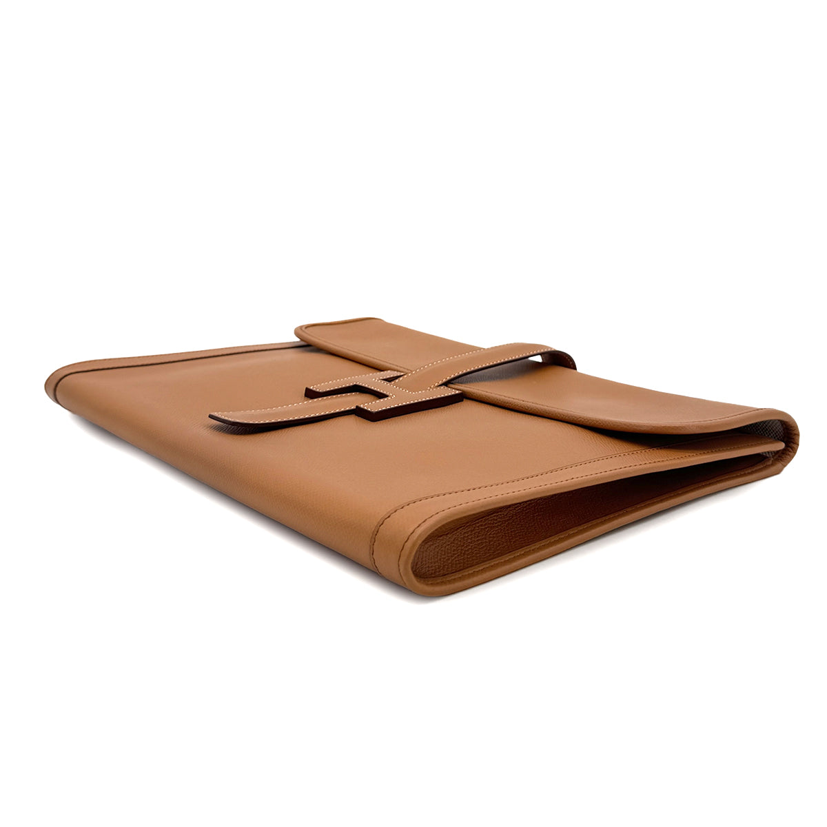 HERMES JIGE GM NATUREL COUCHEVEL CLUTCH BAG 〇R 90299610