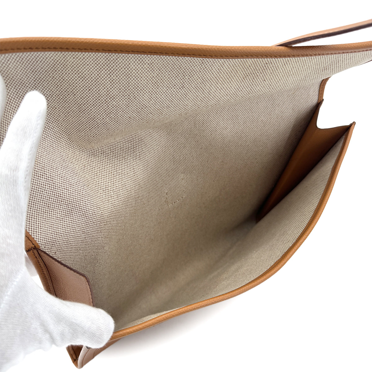 HERMES JIGE GM NATUREL COUCHEVEL CLUTCH BAG 〇R 90299610