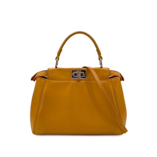 FENDI PEEKABOO MINI HAND SHOULDER BAG ORANGE LEATHER 8BN244 90299757