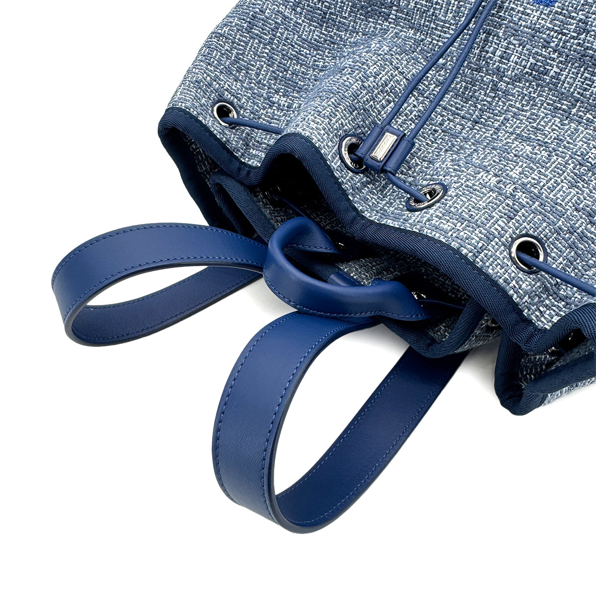 CHANEL DEAUVILLE BACK PACK BLUE CANVAS LEATHER 90299784