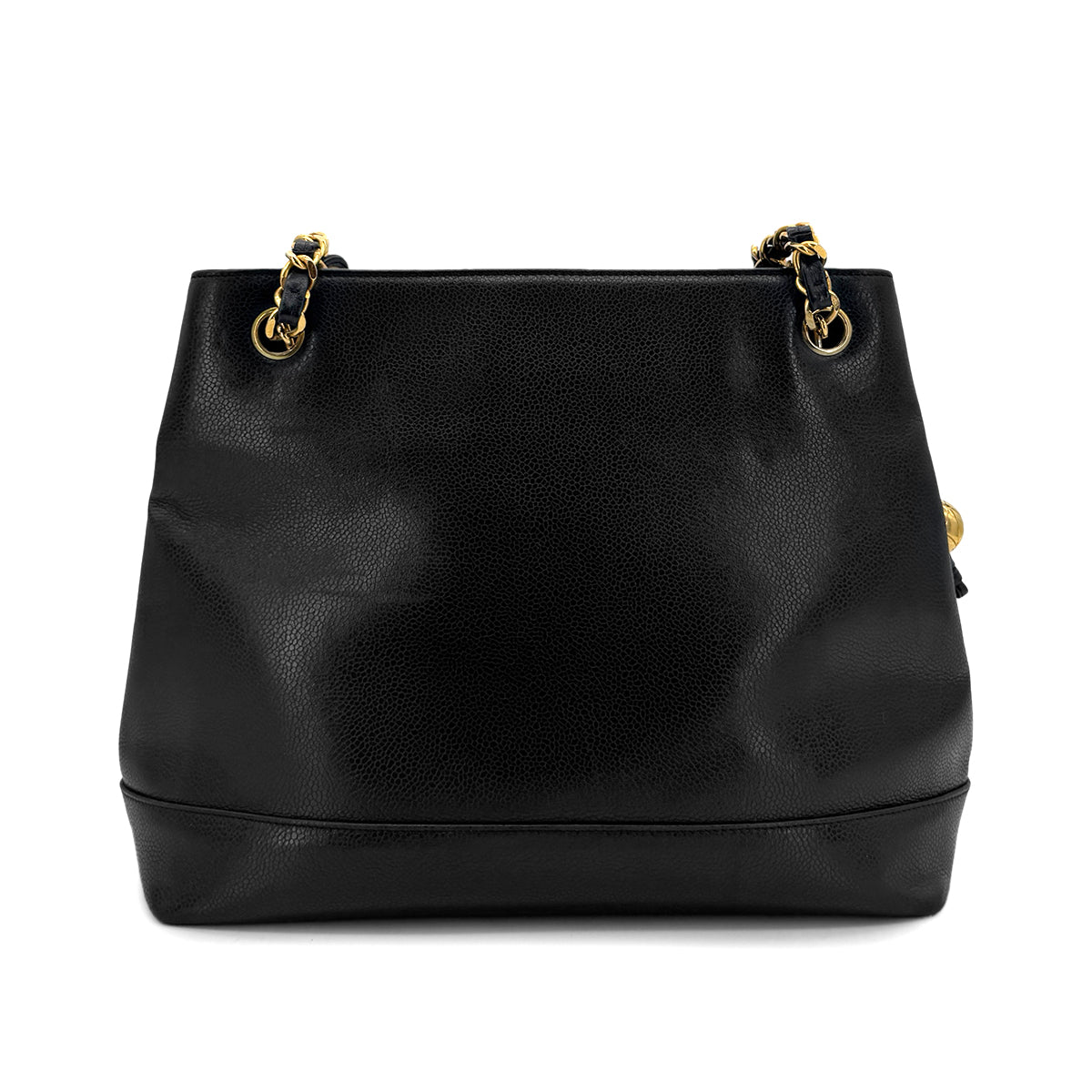 CHANEL VINTAGE BIG COCO CHAIN SHOULDER BAG BLACK CAVIAR SKIN 90299819