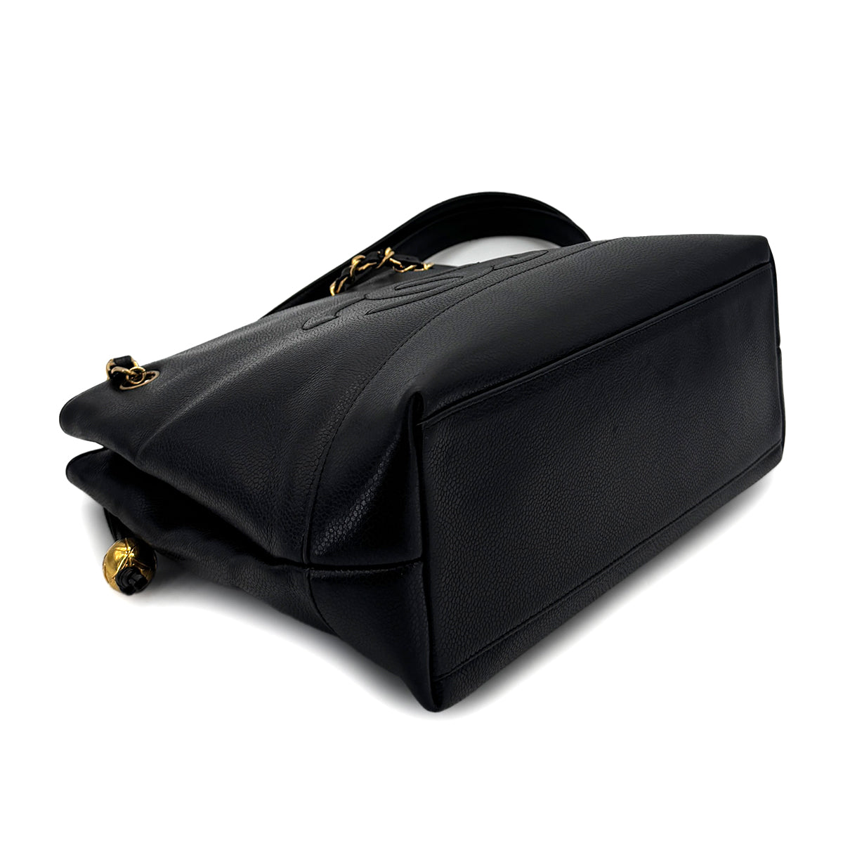 CHANEL VINTAGE BIG COCO CHAIN SHOULDER BAG BLACK CAVIAR SKIN 90299819