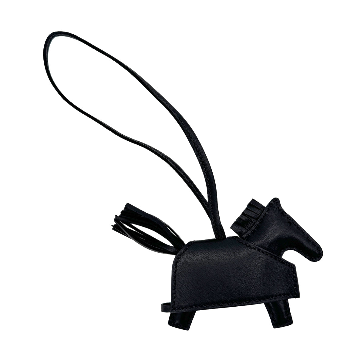 HERMES BAG CHARM RODEO ROBEO ROCK PM BLACK AGNEAU MILO K 90299825