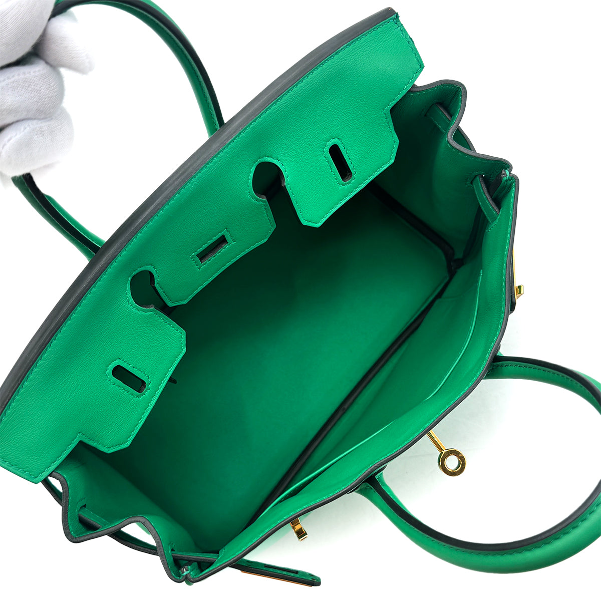 HERMES BIRKIN 25 MINT SWIFT HAND BAG U GHW 90300007