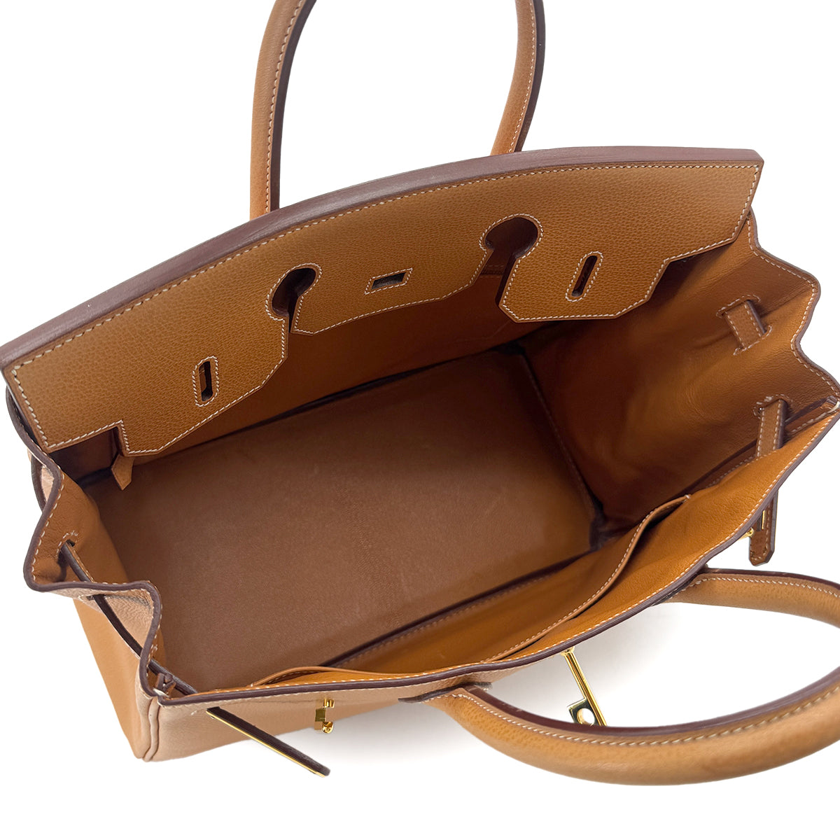 HERMES HAUT A COURROIES 32 NATUREL VACHE LIEGEE HAND BAG □H GHW 90300008