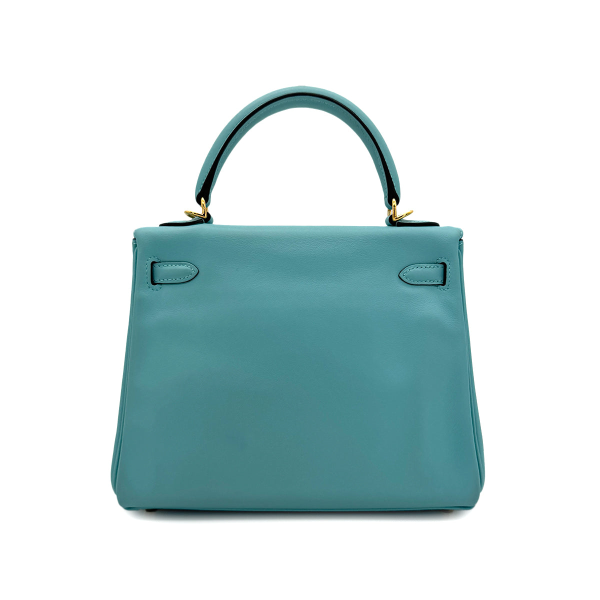 HERMES KELLY 25 RETOURNE BLUE SAINT CYR SWIFT HAND SHOULDER BAG T GHW 90300009
