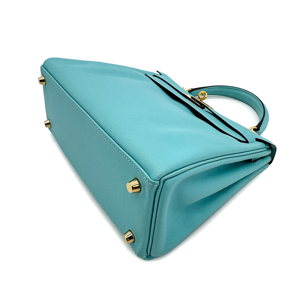 HERMES KELLY 25 RETOURNE BLUE SAINT CYR SWIFT HAND SHOULDER BAG T GHW 90300009
