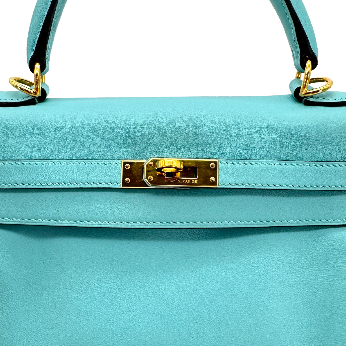 HERMES KELLY 25 RETOURNE BLUE SAINT CYR SWIFT HAND SHOULDER BAG T GHW 90300009