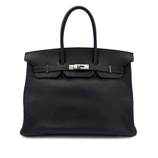 HERMES BIRKIN 35 BLUE INDIGO TAURILLON CLEMENCE HAND BAG □H SHW 90300017