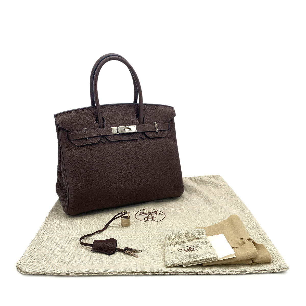 HERMES BIRKIN 30 CHOCOLAT TOGO HAND BAG □K SHW 90300021