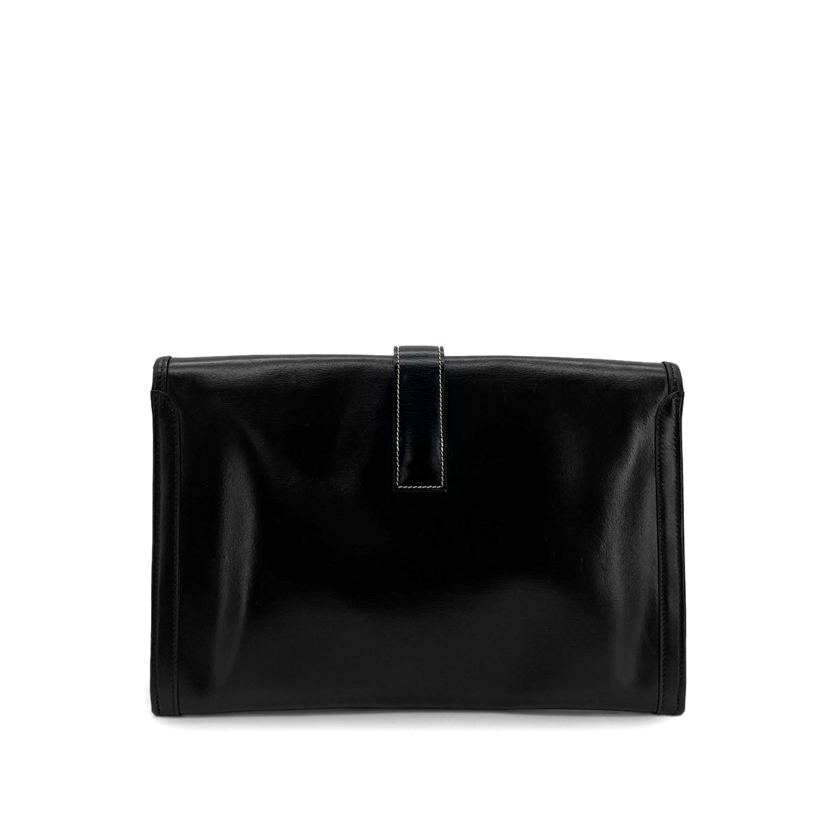 HERMES JIGE PM BLACK BOXCALF CLUTCH BAG 〇L 90300029