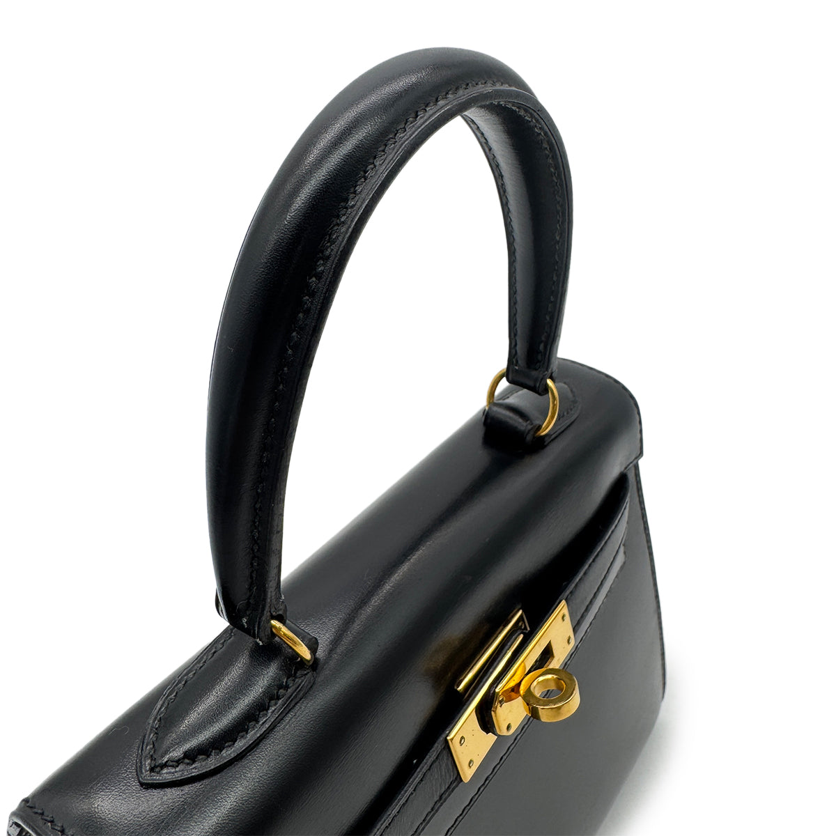 HERMES MINI KELLY 20 BLACK BOXCALF HAND SHOULDER BAG 〇V GHW 90302331