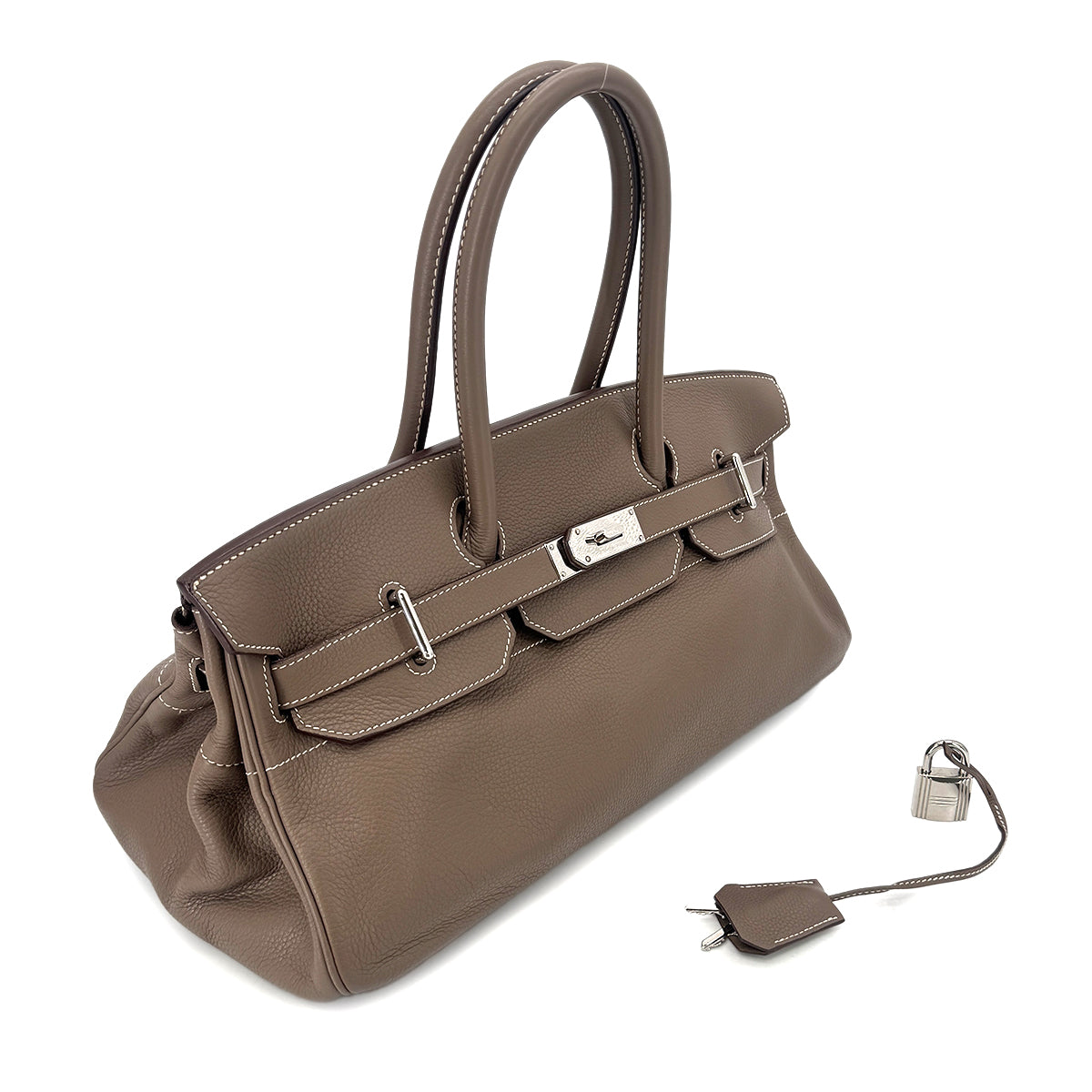 HERMES SHOULDER BIRKIN 42 ETOUPE TAURILLON CLEMENCE HAND BAG □L SHW 90300547