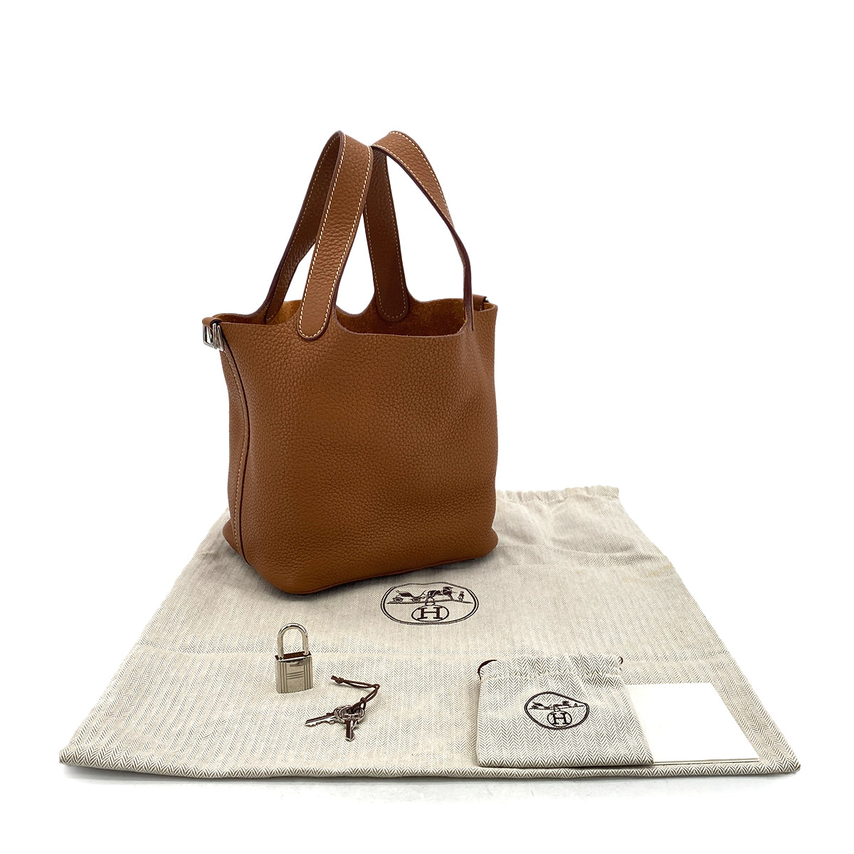 HERMES PICOTIN LOCK PM GOLD TAURILLON CLEMENCE HAND BAG □Q SHW 90300550