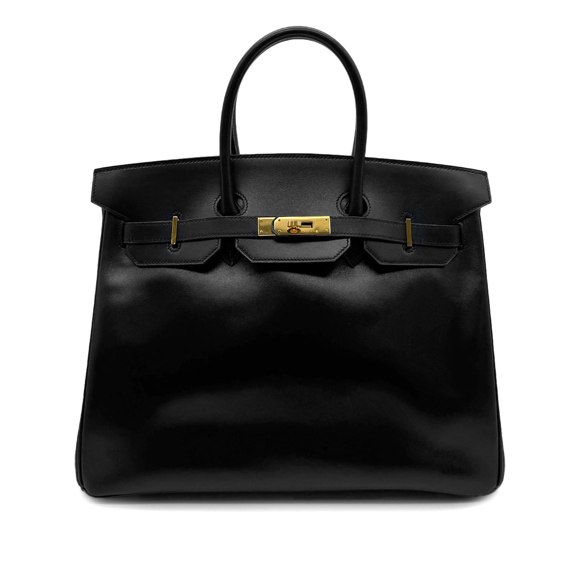 HERMES BIRKIN 35 BLACK BOX CALF HAND BAG □C GHW 90300552