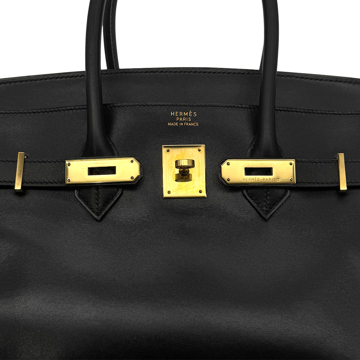 HERMES BIRKIN 35 BLACK BOX CALF HAND BAG □C GHW 90300552