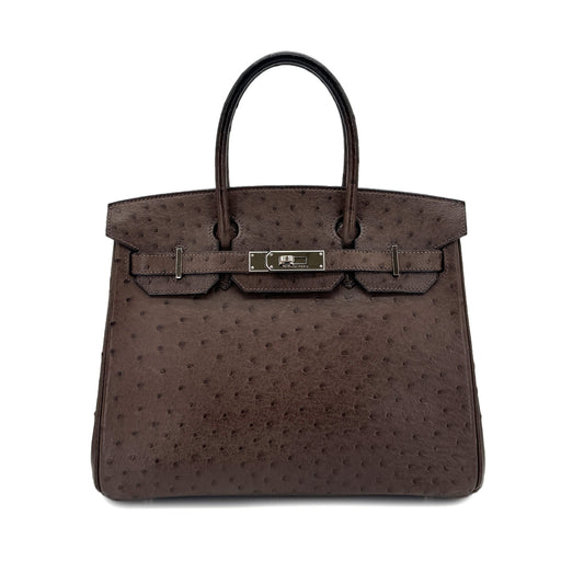 HERMES BIRKIN 30 BROWN OSTRICH HAND BAG □N SHW 90300555