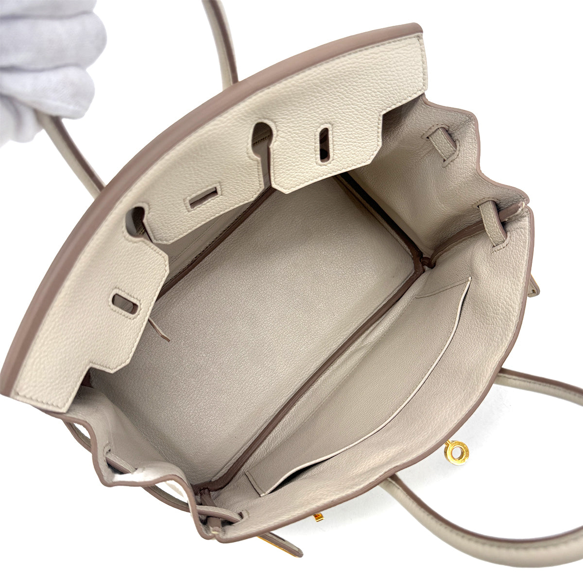 HERMES BIRKIN 25 BETON TOGO HAND BAG U GHW 90300556