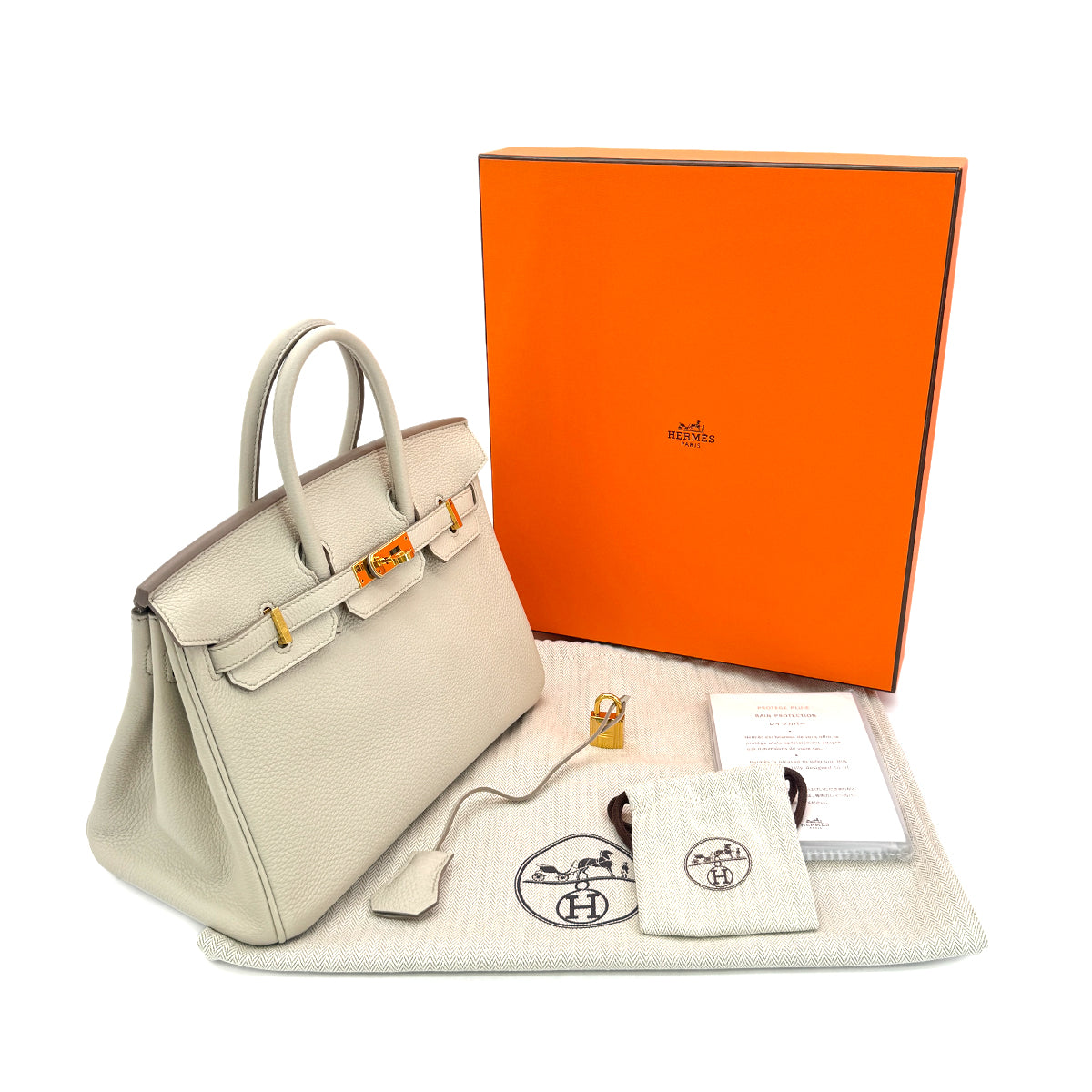 HERMES BIRKIN 25 BETON TOGO HAND BAG U GHW 90300556
