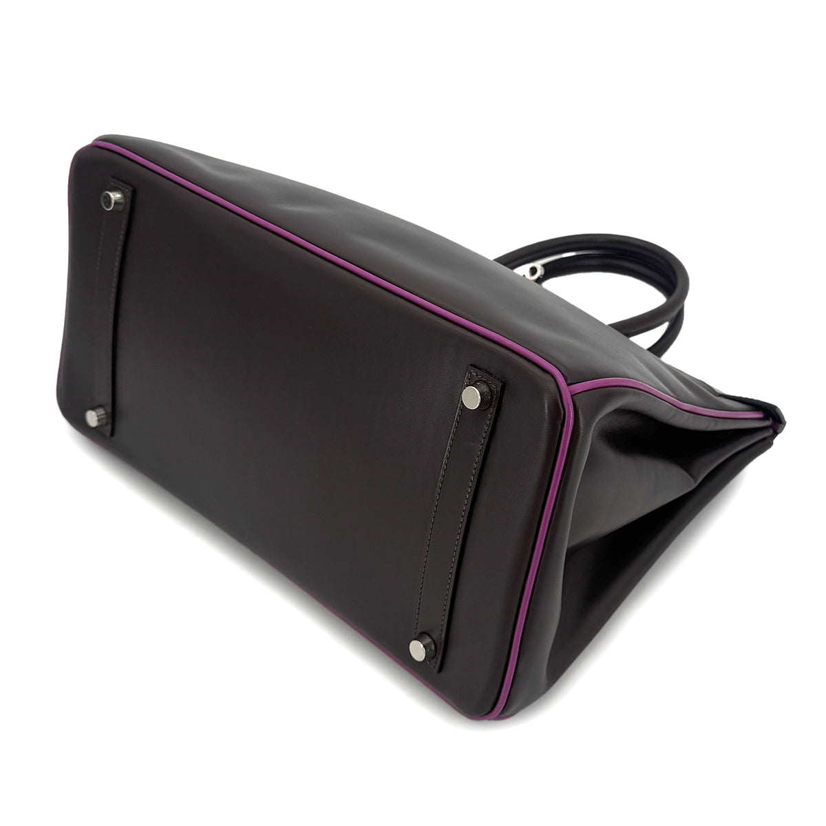 HERMES BIRKIN 35 CHOCOLAT CYCLAMEN BOXCALF HAND BAG □J SHW 90300560