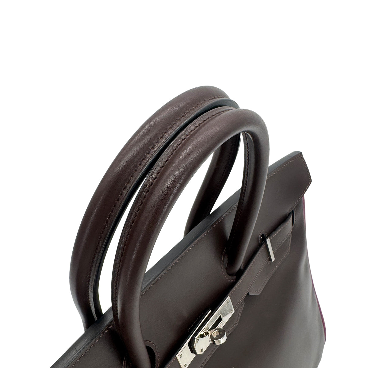 HERMES BIRKIN 35 CHOCOLAT CYCLAMEN BOXCALF HAND BAG □J SHW 90300560