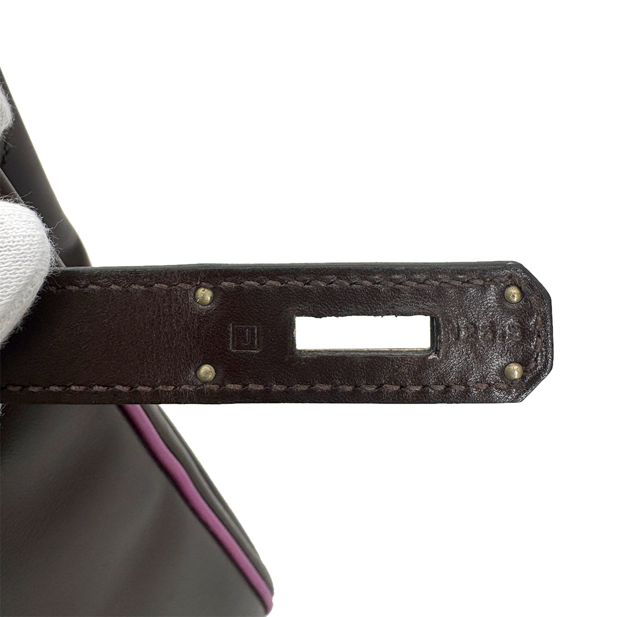 HERMES BIRKIN 35 CHOCOLAT CYCLAMEN BOXCALF HAND BAG □J SHW 90300560