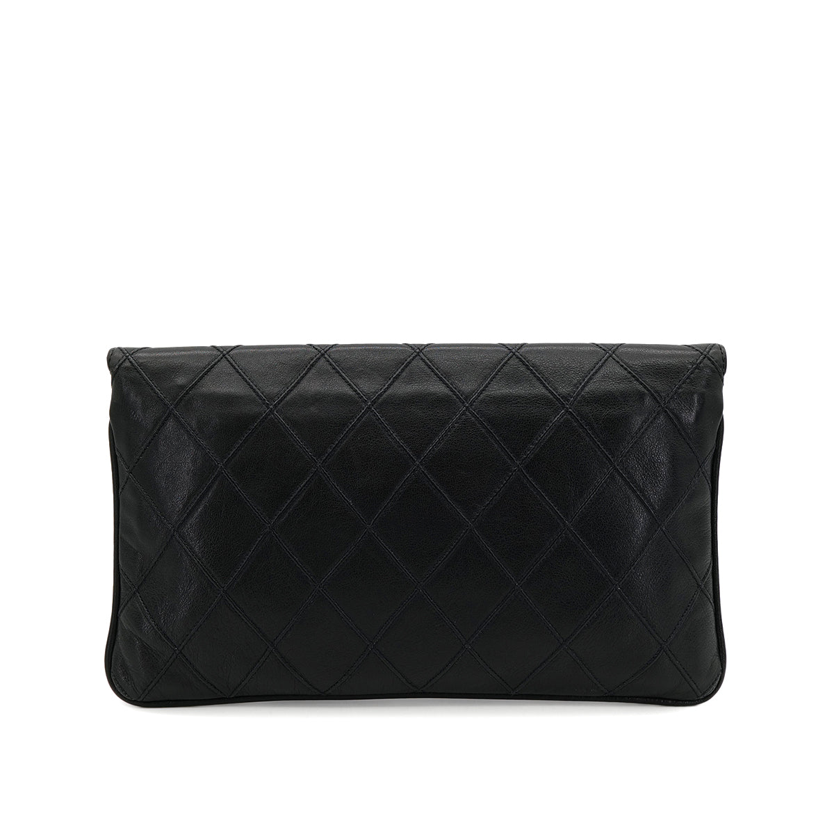 CHANEL VINTAGE BICOLORE CLUTCH BAG BLACK LEATHER 90300850