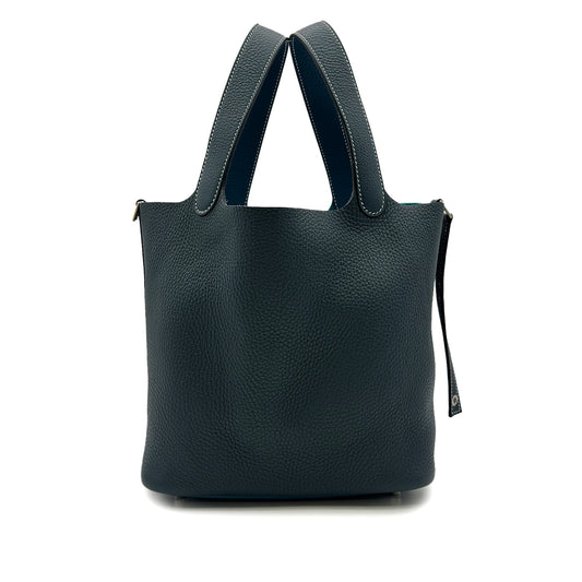 HERMES PICOTIN LOCK CASAQUE MM VERT CYPRES VERT BOSPHORE TAURILLON CLEMENCE HAND BAG Z SHW 90300854