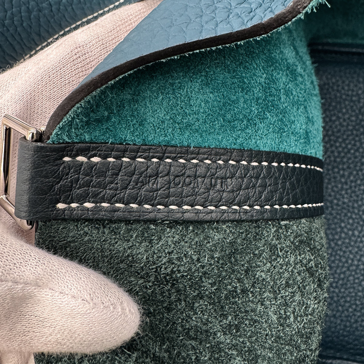 HERMES PICOTIN LOCK CASAQUE MM VERT CYPRES VERT BOSPHORE TAURILLON CLEMENCE HAND BAG Z SHW 90300854