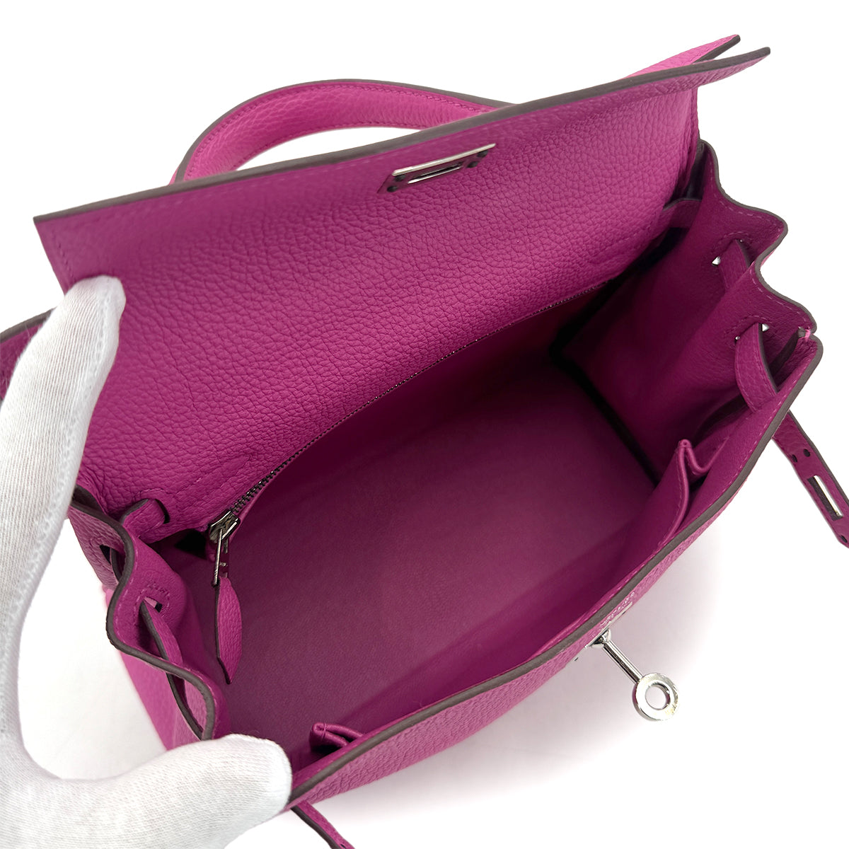 HERMES KELLY 25 RETOURNE MAGNOLIA TOGO HAND SHOULDER BAG C SHW 90300859