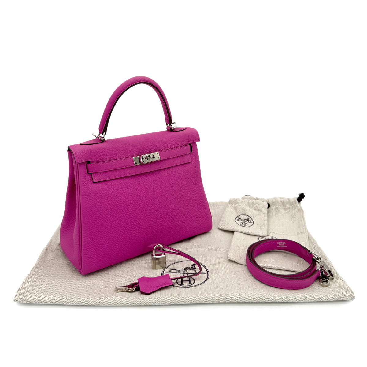 HERMES KELLY 25 RETOURNE MAGNOLIA TOGO HAND SHOULDER BAG C SHW 90300859