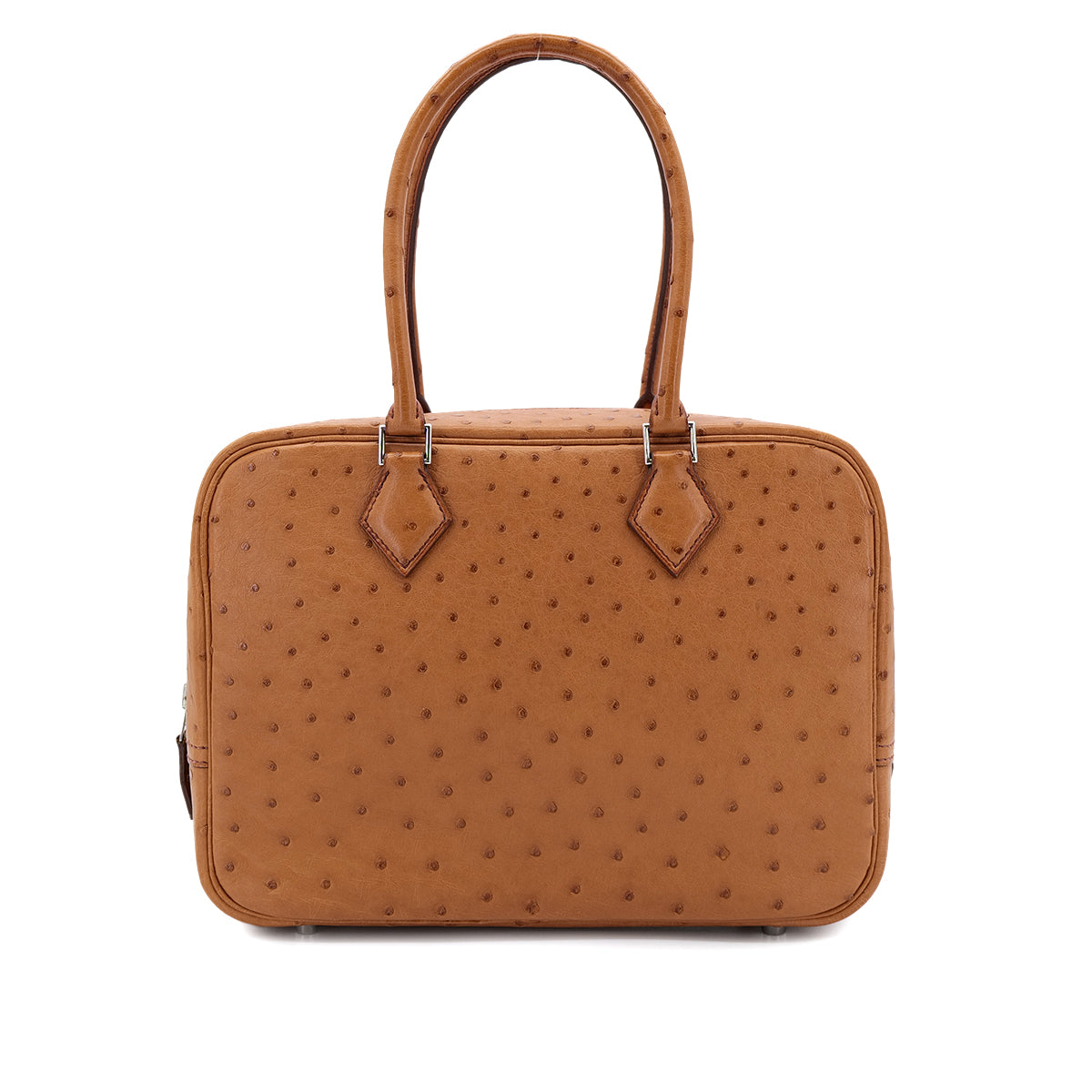 HERMES PLUME 28 CHESTNUT OSTRICH HAND BAG □L SHW 90300864
