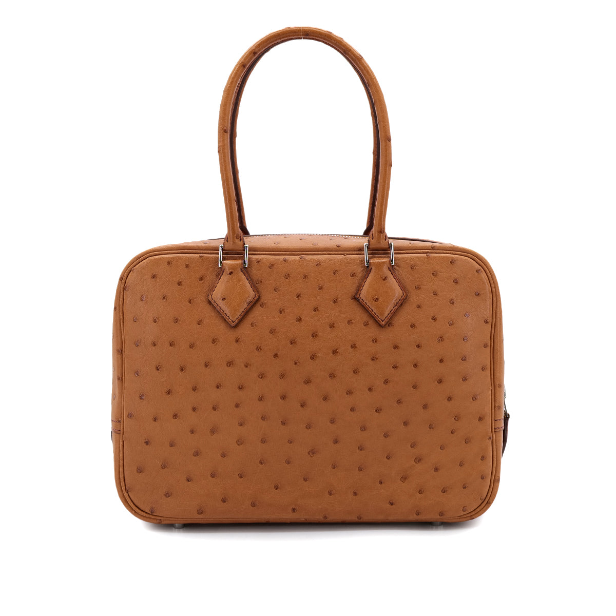 HERMES PLUME 28 CHESTNUT OSTRICH HAND BAG □L SHW 90300864